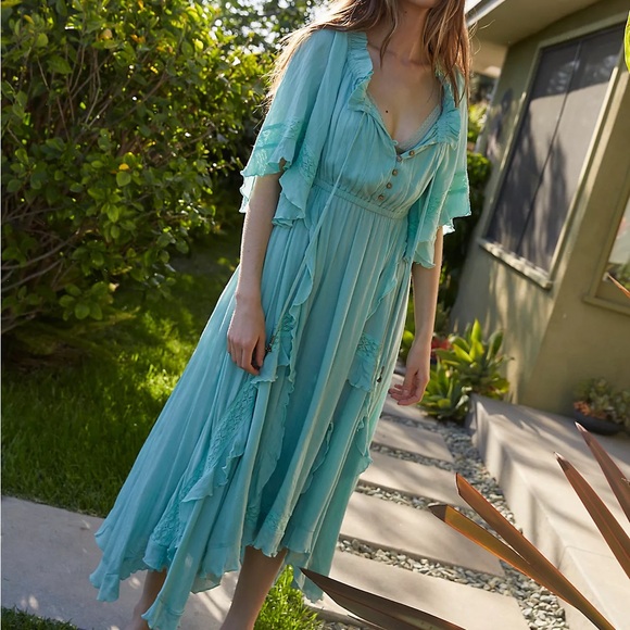 Free People Blue Boho Dress Size Extra Small - Picture 8 of 8